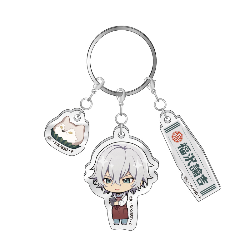 (PO) Bungo Stray Dogs Triple Acrylic Key Chain Bungo Dagashi Shop Ver. Fukuzawa Yukichi Image_1