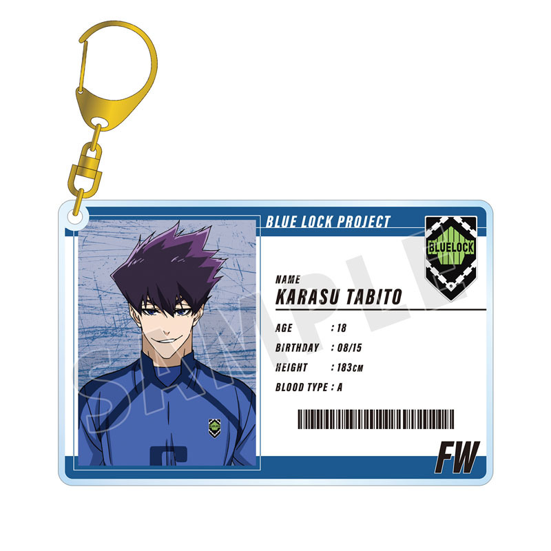 (PO) Blue Lock Karasu Tabito Player Card Style Big Acrylic Key Chain Image_2