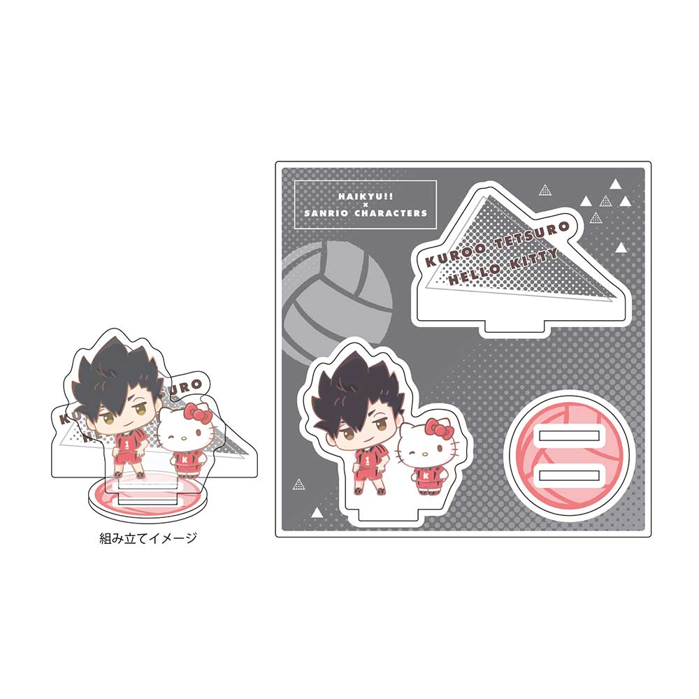 Acrylic Figure Plate Haikyu!! x Sanrio Characters 08 Kuroo Tetsuro / Hello Kitty (Mini Character Illustration)