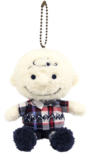 (SA) Peanuts Bluberry Checker Charlie Brown Plush Keychain