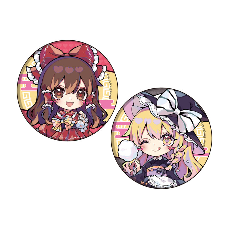 (PO) Can Badge 2 Set Touhou Project 01 Reimu & Marisa Yukata Ver. (Mini Character Illustration) Image_1