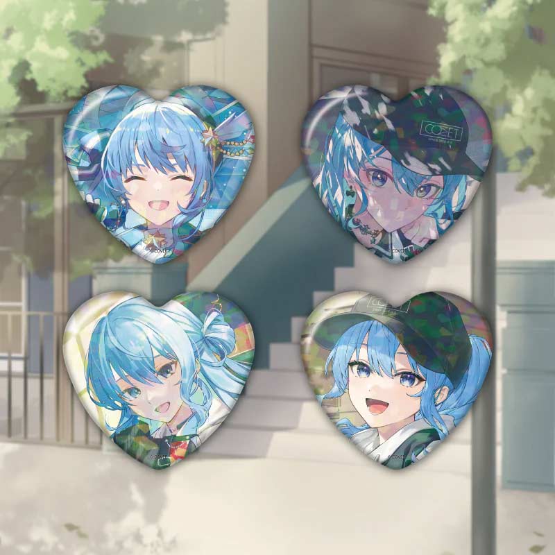 hololive Hoshimachi Suisei Birthday & 6th Anniversary Celebration Random Heart-Shaped Button Badge Image_1