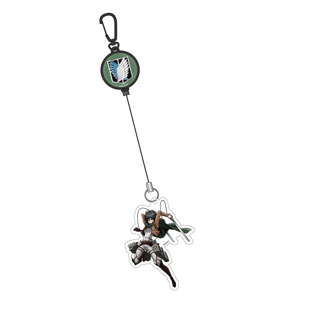 (PO) Attack on Titan Reel Key Chain with Charm - Mikasa Ackerman Image_1