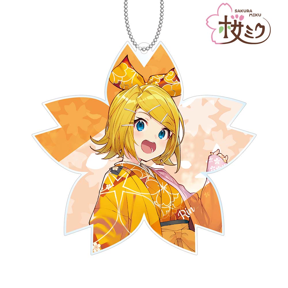 (PO) Hatsune Miku Sakura Miku Original Illustration Art by Shirabii Big Acrylic Key Chain - Kagamine Rin Image_1