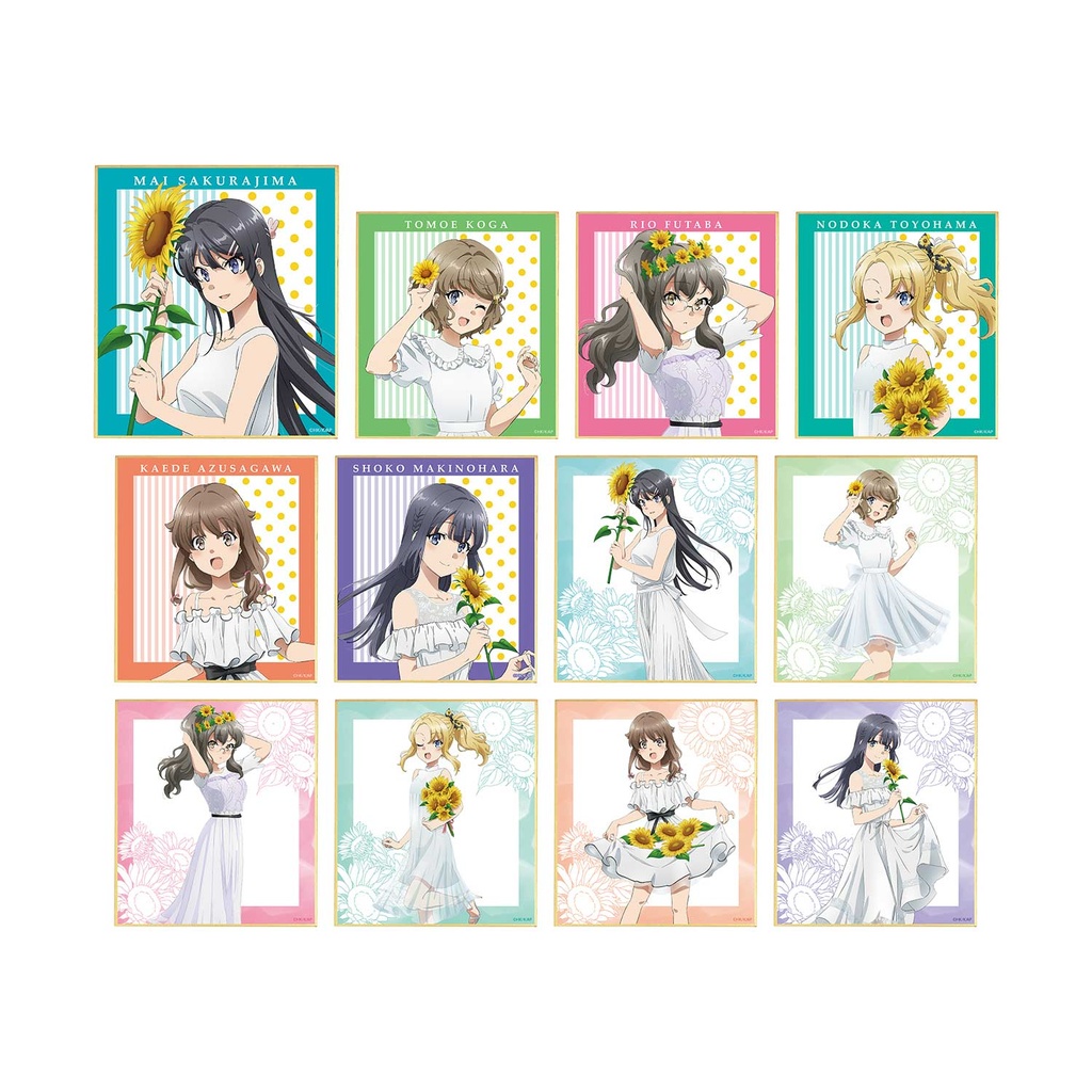 (PO) Rascal does Not Dream of Bunny Girl Senpai Original Illustration Sunflower & White Dress Ver. Trading Mini Shikishi [BOX] Image_2