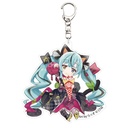 (PO) Hatsune Miku x Maneki-neko Acrylic Key Chain Art by Rassu Black Cat Sitting & Right Hand Raised Crepe Image_1