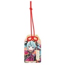 (PO) Hatsune Miku x Maneki-neko Omamori Style by Benefit Acrylic Key Chain Art by Rassu Black Cat Sitting & Left Hand Raised Image_1