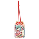 (PO) Hatsune Miku x Maneki-neko Omamori Style by Benefit Acrylic Key Chain Art by Rassu White Cat Standing & Left Hand Raised Image_1