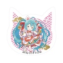 (PO) Hatsune Miku x Maneki-neko Cat Type Acrylic Magnet Art by Rassu White Cat Standing & Left Hand Raised Image_1