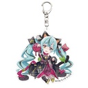 (PO) Hatsune Miku x Maneki-neko Acrylic Key Chain Art by Rassu Black Cat Sitting & Right Hand Raised Image_1