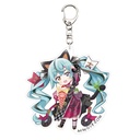 (PO) Hatsune Miku x Maneki-neko Acrylic Key Chain Art by Rassu Black Cat Standing & Left Hand Raised Crepe Image_1