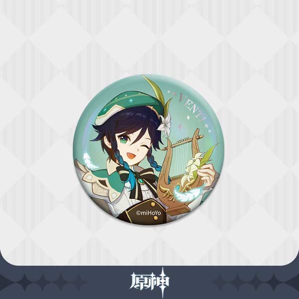 Genshin Impact Windborne Bard Chara Can Badge - Venti Image_1