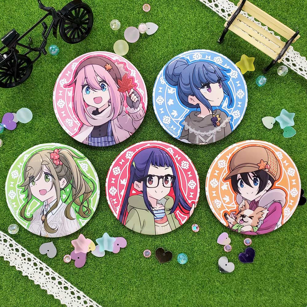 Kuji - Yurucamp Dream Can Badge Maple Leaf & Smelt art Image_2