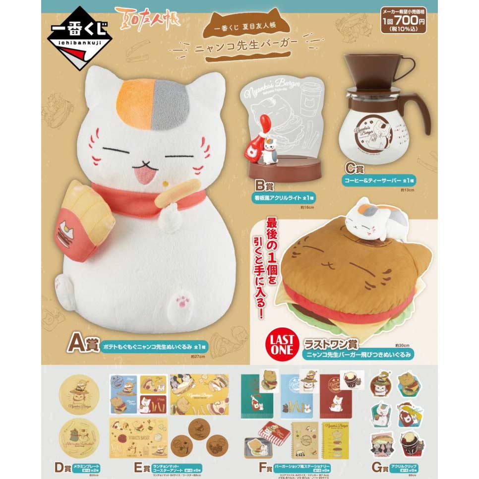 Ichiban Kuji - Natsume Yujin-Cho Nyanko Sensei Burger (Full ctn of 66 tickets) Image_2