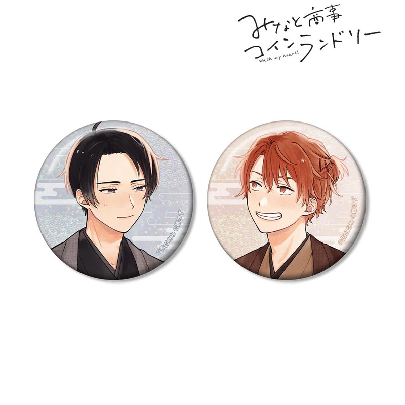(PO) Minato's Laundromat Sawa Kanzume Original Illustration Kimono Ver. Hologram Can Badge 2 Set Image_2