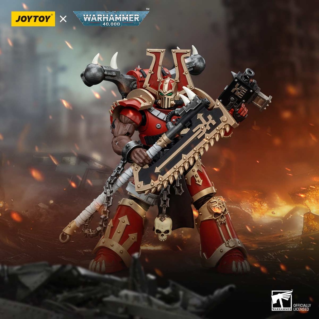 (PO) Joytoy Warhammer 40k - World Eaters Khorne Berzerker with Eviscerator Chainaxe Image_3