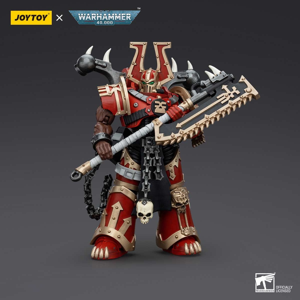 (PO) Joytoy Warhammer 40k - World Eaters Khorne Berzerker with Eviscerator Chainaxe Image_7