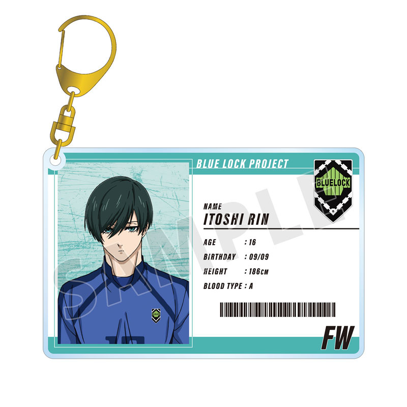 (PO) Blue Lock Itoshi Rin Player Card Style Big Acrylic Key Chain Image_2