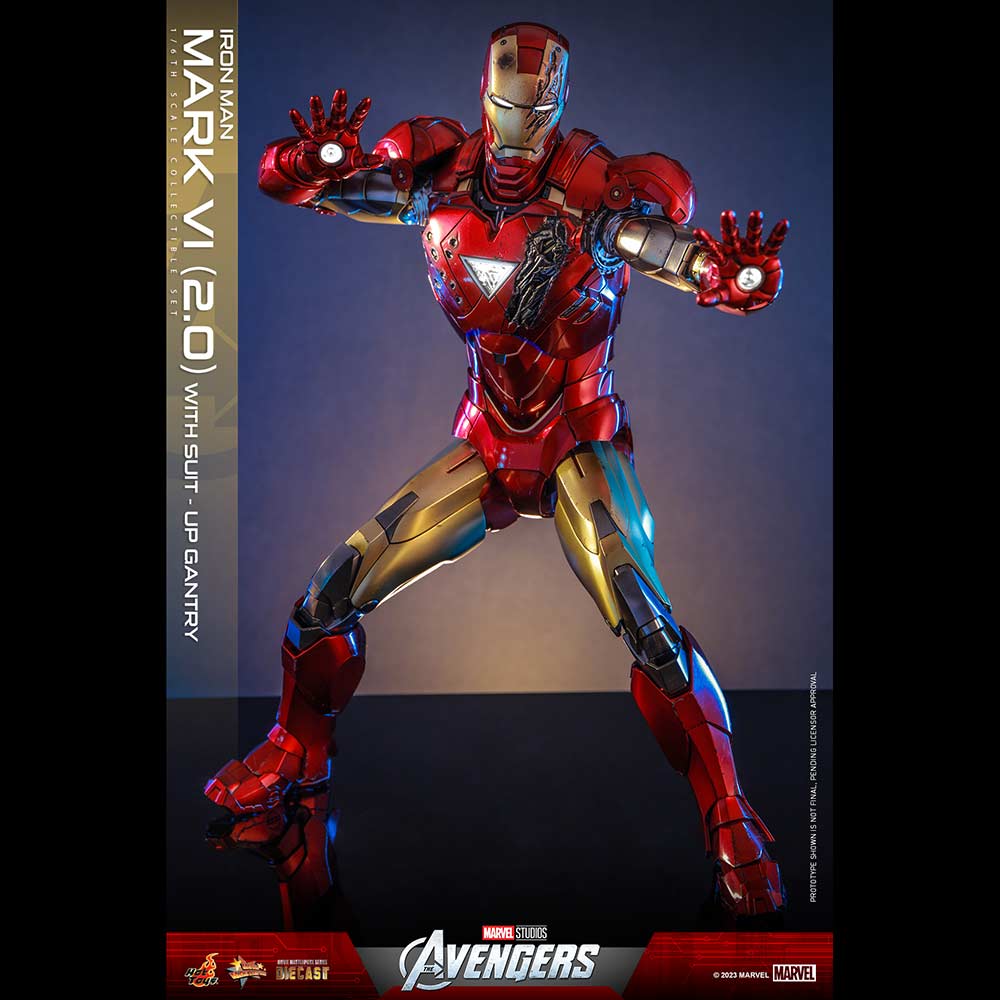 (PO) Movie Masterpiece Series Diecast MMS688D53 - The Avengers - Iron Man Mark VI (2.0) with Suit-Up Gantry Image_11