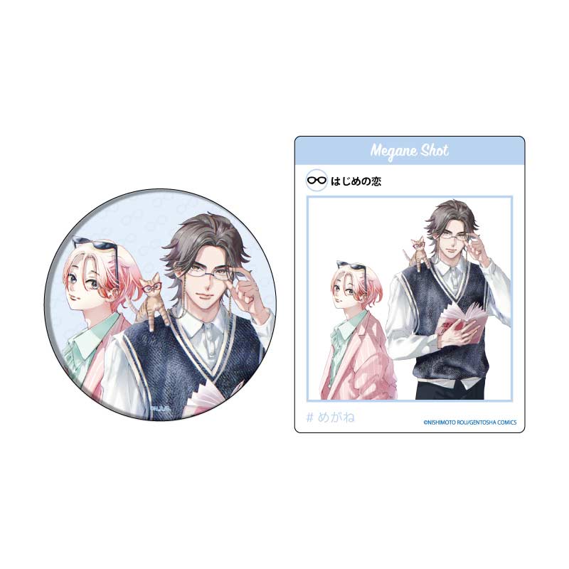 (PO) Can Badge & Acrylic Card Set Rou Nishimoto Works 01 Waru / Yankee Gap Moe Megane BL Fair (Original Illustration) Image_1