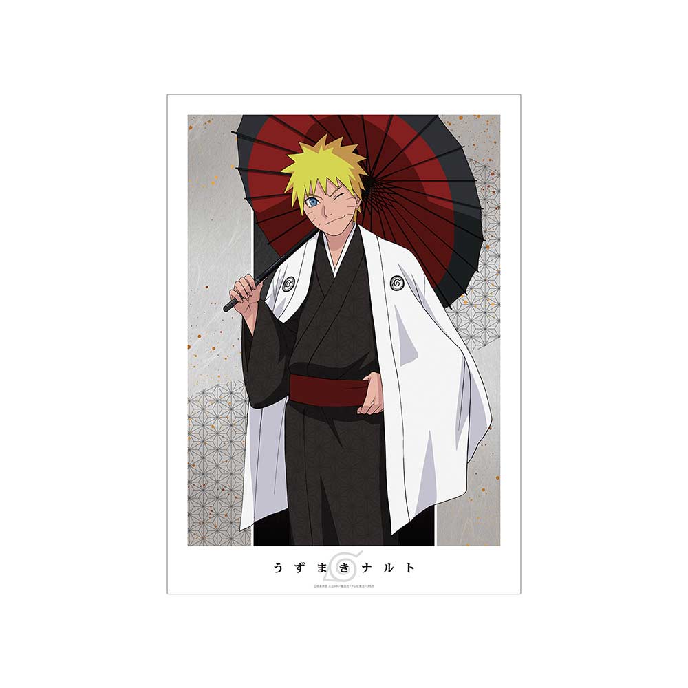 (PO) NARUTO Shippuden Original Illustration Naruto Coarse Oilpaper Umbrella Kimono Ver. A3 Matted Poster Image_2