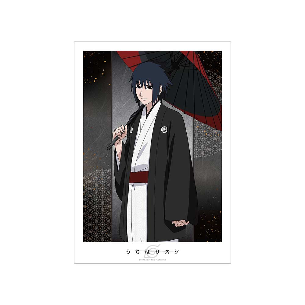 (PO) NARUTO Shippuden Original Illustration Sasuke Coarse Oilpaper Umbrella Kimono Ver. A3 Matted Poster Image_2