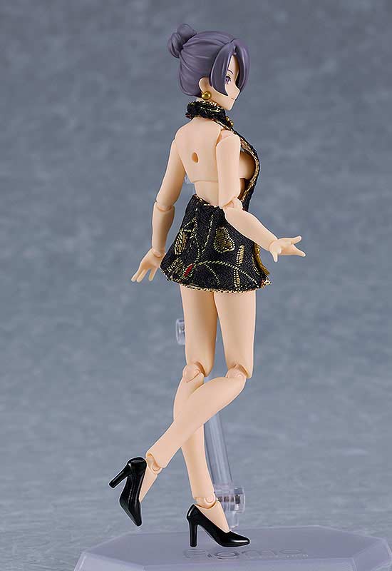 (PO) figma Styles figma Female Body (Mika) with Mini Skirt Chinese Dress Outfit (Black) Image_5
