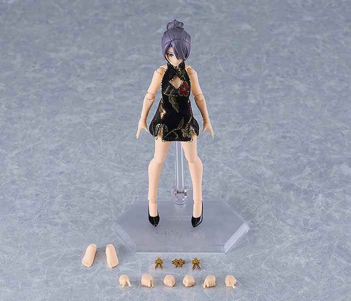 (PO) figma Styles figma Female Body (Mika) with Mini Skirt Chinese Dress Outfit (Black) Image_9
