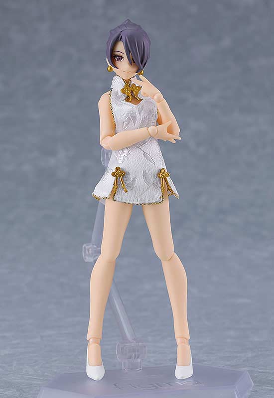 (PO) figma Styles figma Female Body (Mika) with Mini Skirt Chinese Dress Outfit (White) Image_3