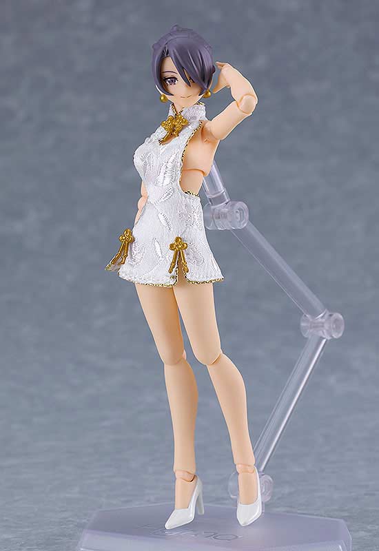 (PO) figma Styles figma Female Body (Mika) with Mini Skirt Chinese Dress Outfit (White) Image_4