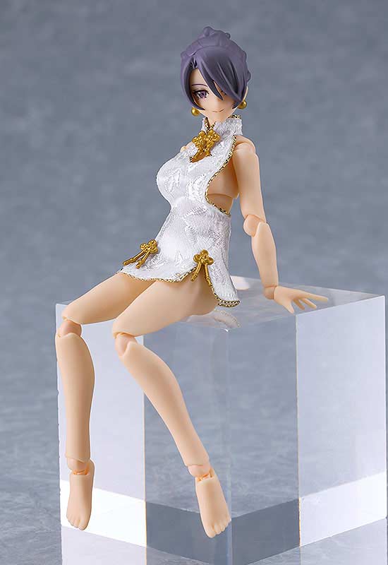 (PO) figma Styles figma Female Body (Mika) with Mini Skirt Chinese Dress Outfit (White) Image_6
