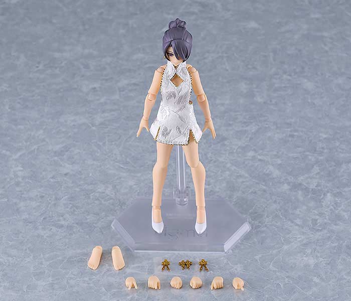 (PO) figma Styles figma Female Body (Mika) with Mini Skirt Chinese Dress Outfit (White) Image_9