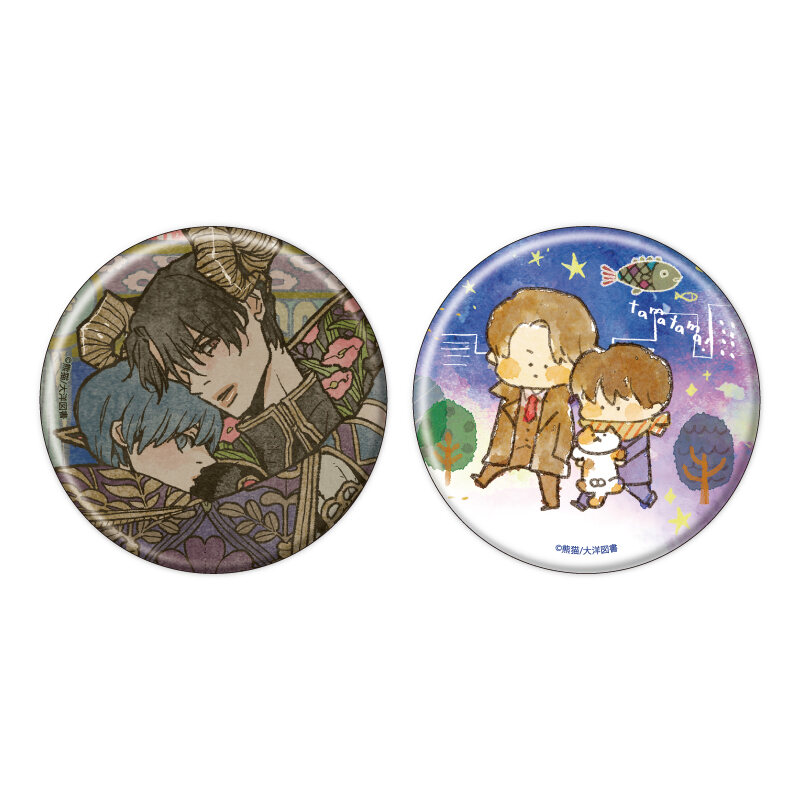(PO) Can Badge 2 Set Wonderlove wa Mayonaka ni 01 Life-size & Mini Character Illustration (Original Illustration) Image_1