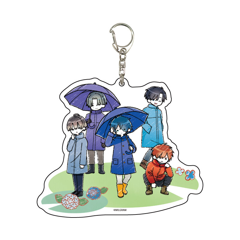 (PO) Deka Acrylic Key Chain Milgram 01 Haruka & Futa & Shidou & Kazui & Mikoto Rainy Season Ver. (Graff Art Illustration) Image_1