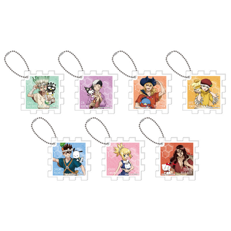 (PO) Acrylic Cube Key Chain Dr. Stone x Sanrio Characters 01 Collaboration Illustration [BOX] Image_1