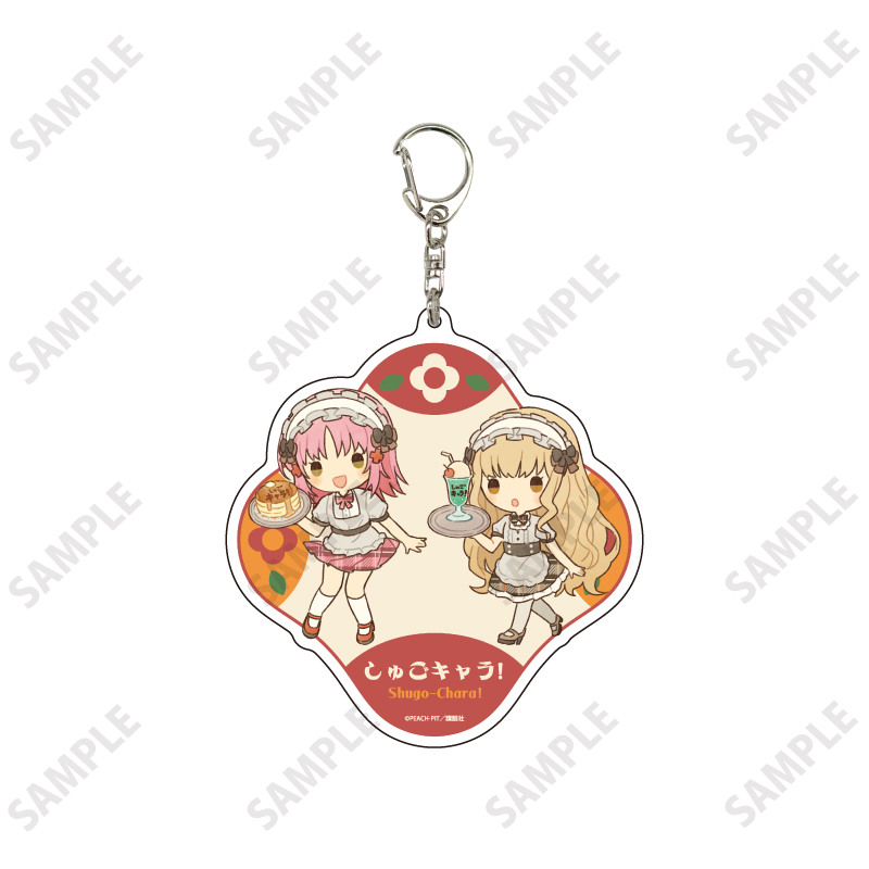 (PO) Deka Acrylic Key Chain Shugo Chara! 01 Amu & Rima Retro Cafe Ver. (Retro Art Illustration)