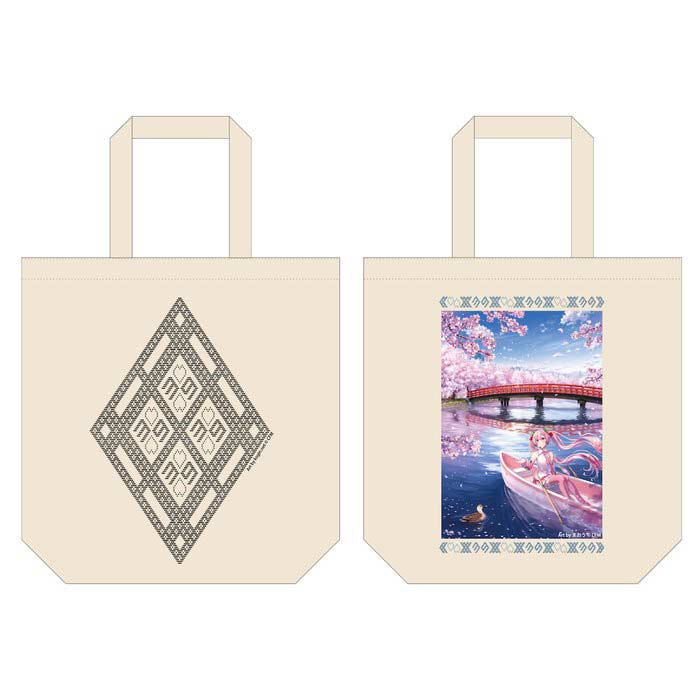 (PO) Hirosaki Sakura Festival 2022 x Sakura Miku Kogin.net Collab Tsugaru Kogin Embroidery Tote Bag (Natural x Black)