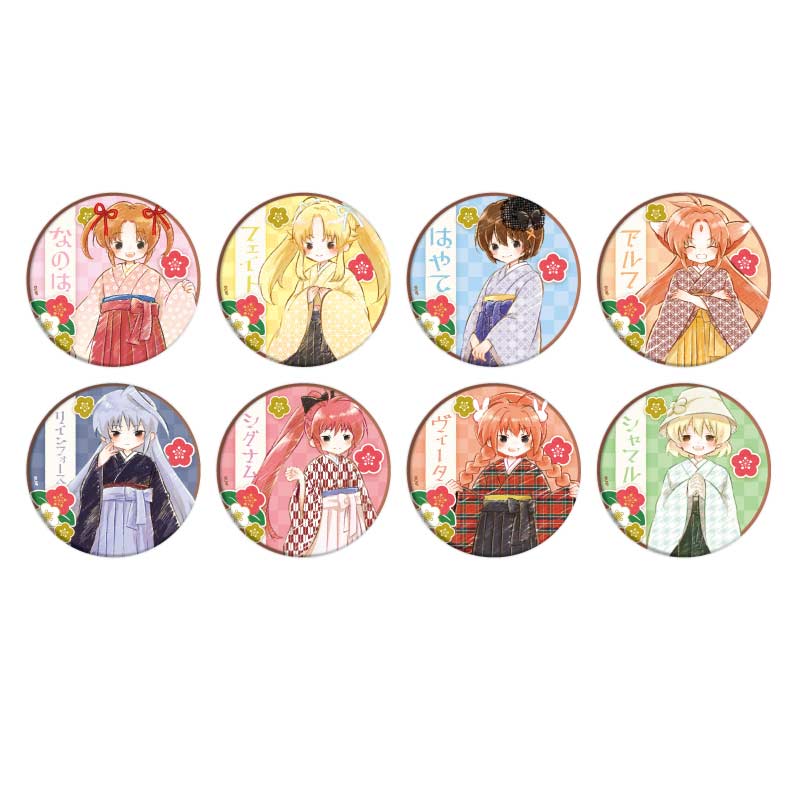 (PO) Can Badge Magical Girl Lyrical Nanoha Series 17 Hakama Ver. (Retro Art Illustration) [BOX]