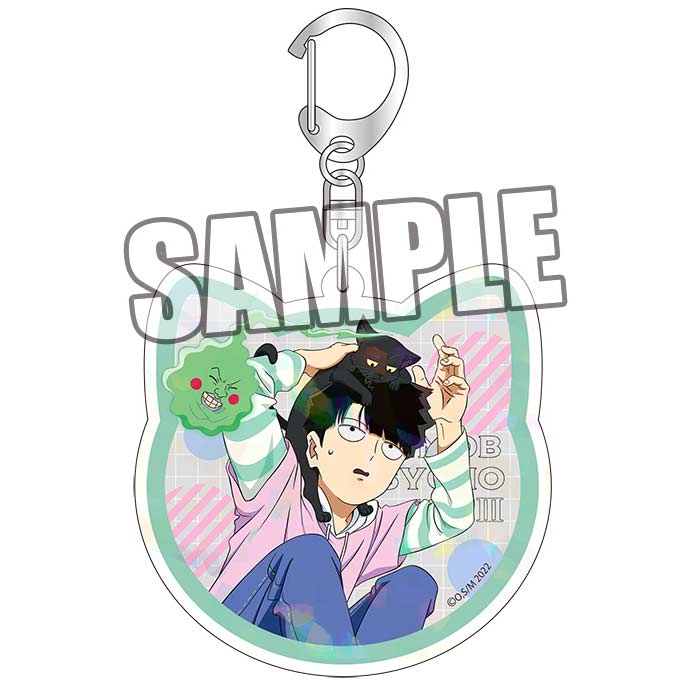 (PO) Mob Psycho 100 III Hologram Acrylic Key Chain Kageyama Shigeo & Ekubo Friendly with Cat Ver.