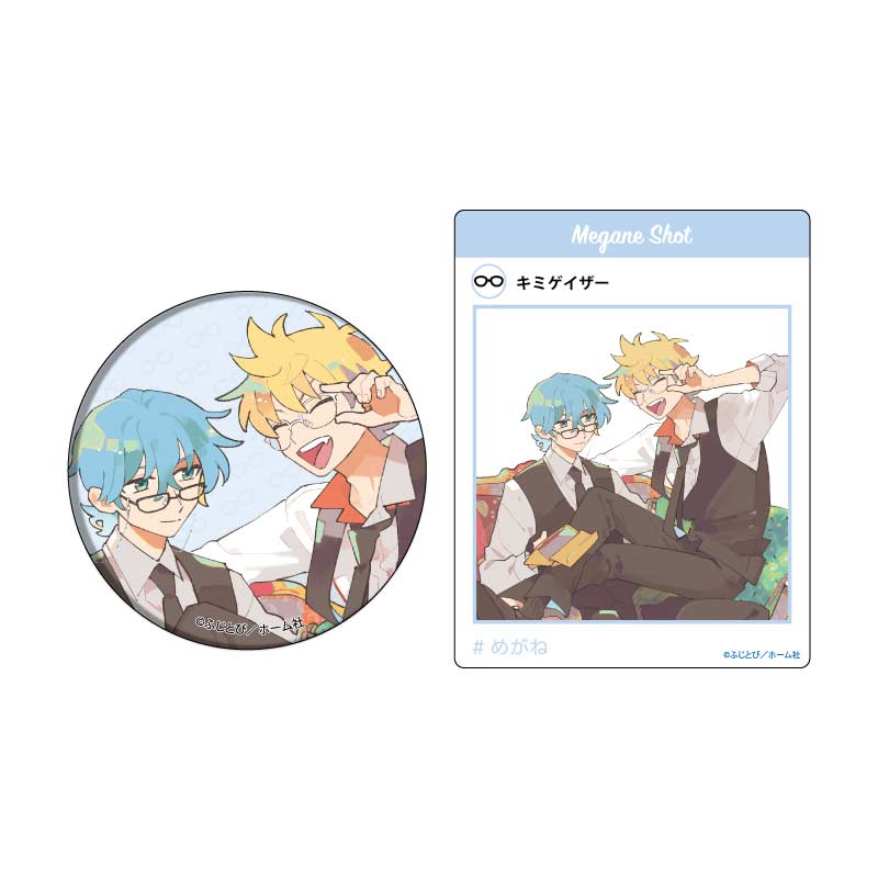 Can Badge & Acrylic Card Set Fujitobi Works 01 Waru / Yankee Gap Moe Megane BL Fair (Original Illustration)