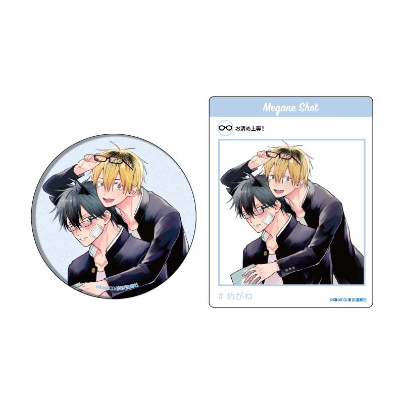 (PO) Can Badge & Acrylic Card Set KINACO Works 01 Waru / Yankee Gap Moe Megane BL Fair (Original Illustration)