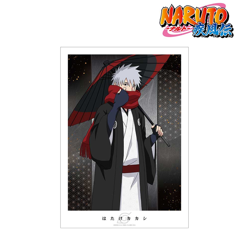 (PO) NARUTO Shippuden Original Illustration Kakashi Coarse Oilpaper Umbrella Kimono Ver. A3 Matted Poster