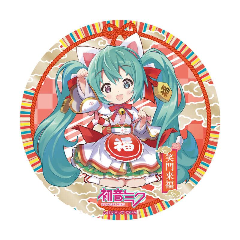 (PO) Hatsune Miku x Maneki-neko Good Luck Big Can Badge Art by Rassu White Cat