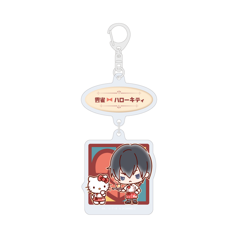 (PO) Linked Acrylic Key Chain Reborn! x SANRIO CHARACTERS 05 Hibari Kyoya x Hello Kitty (Mini Character Illustration)
