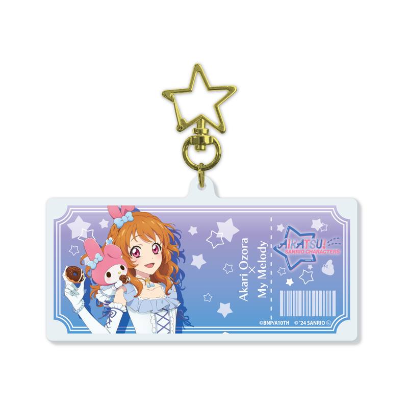 (PO) Deka Acrylic Key Chain with Star-shaped Swivel Snap Hook Aikatsu! Series x Sanrio Characters 02 Ozora Akari x My Melody (Life-Size Illustration)