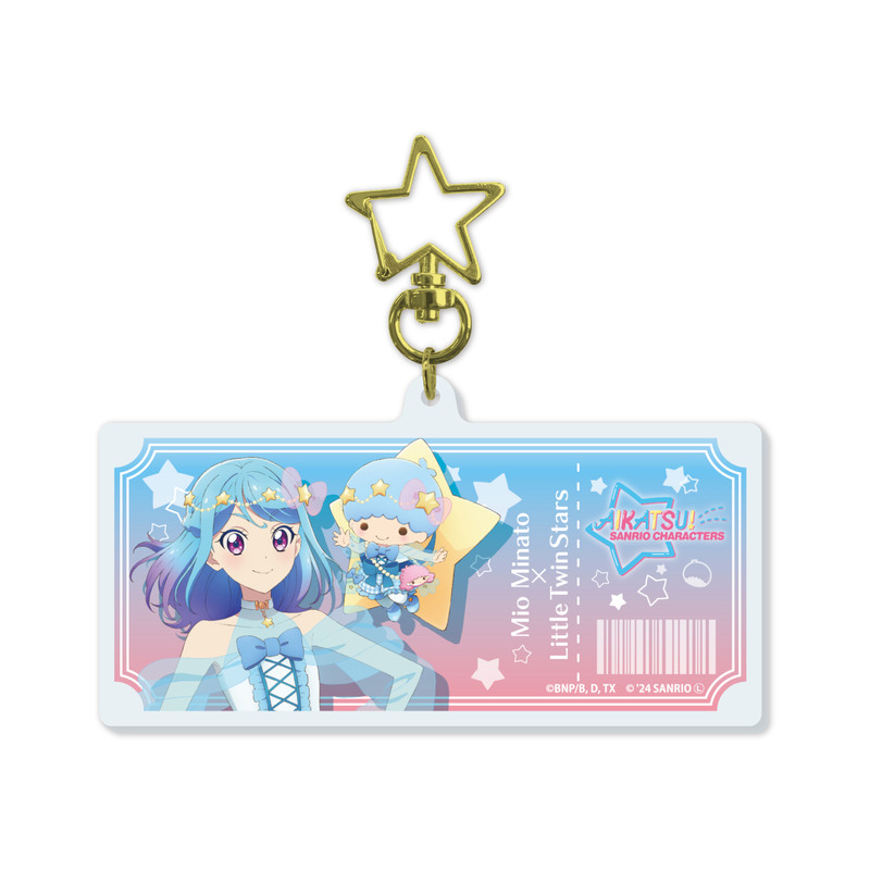 (PO) Deka Acrylic Key Chain with Star-shaped Swivel Snap Hook Aikatsu! Series x Sanrio Characters 05 Minato Mio x Little Twin Stars (Life-Size Illustration)