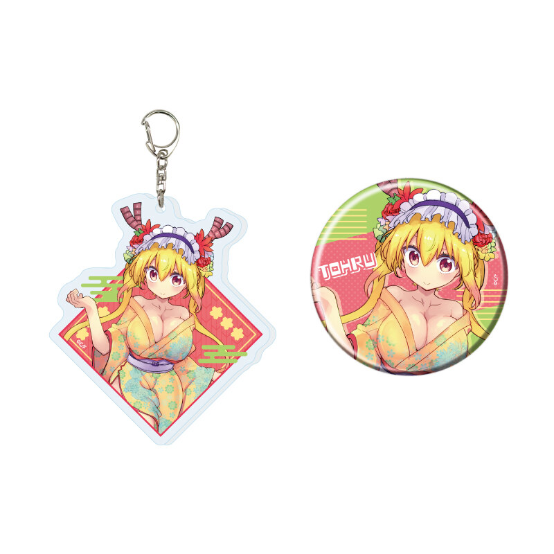Acrylic Key Chain & Can Badge Set Miss Kobayashi's Dragon Maid 01 Tohru Kimono Ver. (Original Illustration)