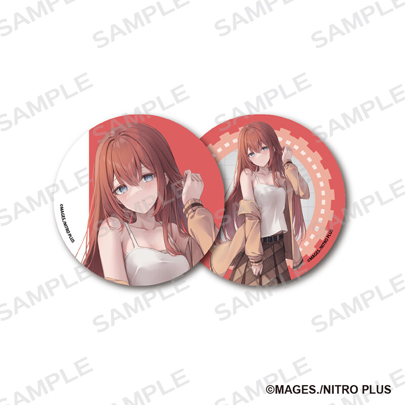 (PO) STEINS;GATE 76mm Can Badge 2 Set Original Illustration Makise Kurisu