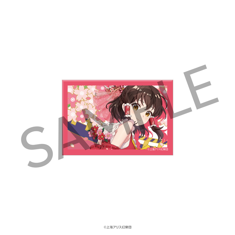 (PO) Charaditional Toy Touhou Project Hanafuda Pattern Square Can Badge Hakurei Reimu